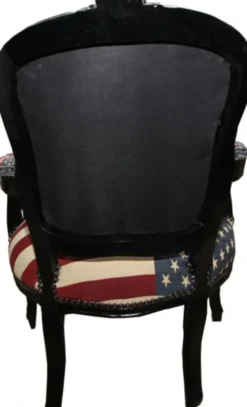 Casa Padrino Barock Salon Stuhl USA Design / Schwarz - USA Style