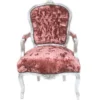Casa Padrino Barock Salon Stuhl Bordeaux Velour Stoff und Silber - Antik Design Möbel - 93 x 60 x 50 cm