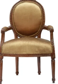 Casa Padrino Barock Salon Stuhl in Braun-Okka mit Gold-Streifen, 64 x 65 x 100 cm