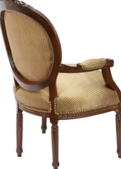Casa Padrino Barock Salon Stuhl in Braun-Okka mit Gold-Streifen, 64 x 65 x 100 cm