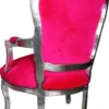 Casa Padrino Barock Salon Stuhl Mod1 Pink / Silber