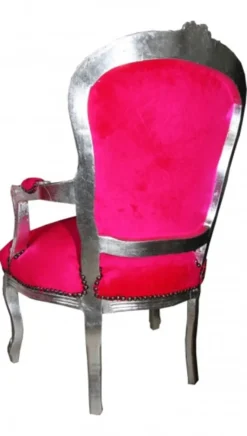 Casa Padrino Barock Salon Stuhl Mod1 Pink / Silber