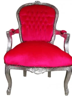 Casa Padrino Barock Salon Stuhl Mod1 Pink / Silber