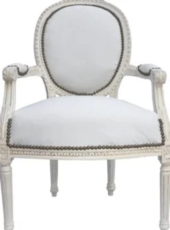 Casa Padrino Barock Salon Stuhl handgefertigt in Creme / Creme - 100 x 64 x 65 cm