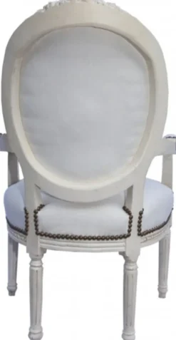Casa Padrino Barock Salon Stuhl handgefertigt in Creme / Creme - 100 x 64 x 65 cm