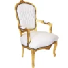 Casa Padrino Barock Salon Stuhl Weiß / Gold - Möbel Antik Stil