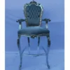 Casa Padrino Barock Samt Barstuhl mit Armlehnen Grau / Silber - Barock Bar Möbel