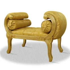 Casa Padrino Barock Schemel Gold 90 x 40 x H. 65 cm - Luxus Sitzbank