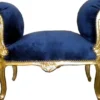 Casa Padrino Barock Schemel Hocker Royal Blau / Gold - Sitzbank aus Massivholz, 91 x 45 x 69 cm