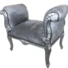Casa Padrino Barock Schemel Hocker Grau / Silber - Sitzbank