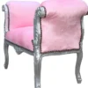 Casa Padrino Barock Schemel Hocker Rosa / Silber - Sitzbank