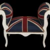 Casa Padrino Barock Schemel Hocker Union Jack / Creme - Sitzbank