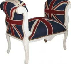 Casa Padrino Barock Schemel Hocker Union Jack / Creme - Sitzbank