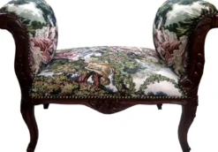 Casa Padrino Barock Schemel Hocker Gobelin / Braun - Sitzbank - Möbel Antik Stil