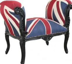 Casa Padrino Barock Schemel Hocker Union Jack / Schwarz - Sitzbank