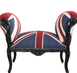 Casa Padrino Barock Schemel Hocker Union Jack / Schwarz - Sitzbank