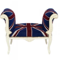 Casa Padrino Barock Schemel Hocker Union Jack / Creme - Sitzbank