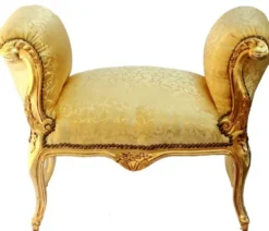 Casa Padrino Barock Schemel Hocker Gold Muster / Gold - Sitzbank