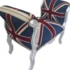 Casa Padrino Barock Schemel Hocker Union Jack / Silber - Sitzbank