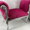 Casa Padrino Barock Schemel Lila / Silber - Handgefertigter Antik Stil Hocker - Barockstil Hocker - Barock Wohnzimmer Möbel