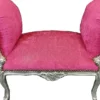 Casa Padrino Barock Schemel Pink / Silber - Handgefertigter Antik Stil Hocker - Barockstil Hocker - Wohnzimmer Möbel im Barockstil - Barockstil Möbel - Barock Möbel - Barock Einrichtung