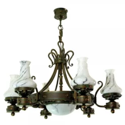 Casa Padrino Barock Schmiedeeisen Kronleuchter 6-Flammig Glas Hängeleuchte Lüster Hängelampe Deckenlampe - Burg Schloss Leuchter