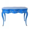 Casa Padrino Barock Schreibtisch Sekretär Konsole in Blau 120 x 60 x H80 cm - Luxus Barock Möbel