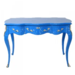 Casa Padrino Barock Schreibtisch Sekretär Konsole in Blau 120 x 60 x H80 cm - Luxus Barock Möbel