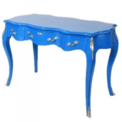 Casa Padrino Barock Schreibtisch Sekretär Konsole in Blau 120 x 60 x H80 cm - Luxus Barock Möbel