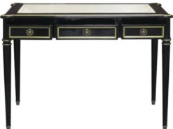 Casa Padrino Barock Schreibtisch mit 3 Schubladen Schwarz / Weiß / Gold 108 x 61 x H. 77 cm - Barock Büromöbel