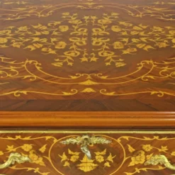 Casa Padrino Barock Schreibtisch Braun / Gold 160 x 70 x H. 80 cm - Handgefertigter Massivholz Bürotisch mit 3 Schubladen und massiven Metallapplikationen - Barock Büro Möbel