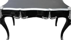 Casa Padrino Barock Schreibtisch Sekretär im Antik Stil Schwarz / Silber 138 x 70 x H. 80 cm