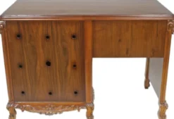 Casa Padrino Barock Schreibtisch Braun / Messingfarben 120 x 60 x H. 80 cm - Handgefertigter Massivholz Bürotisch - Büro Möbel im Barockstil
