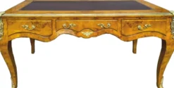 Casa Padrino Barock Schreibtisch Vogelaugenahorn / Gold 160 cm - Barock Büro Möbel