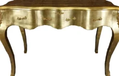 Casa Padrino Barock Sekretär Gold - Handgefertigter Barockstil Schreibtisch mit 3 Schubladen - Büromöbel im Barockstil - Barock Möbel - Barock Einrichtung - Büro Einrichtung im Barockstil