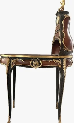Casa Padrino Barock Sekretär mit Uhr Braun / Gold - Prunkvoller Schreibtisch im Barockstil - Barock Büromöbel - Barockstil Büro Möbel - Barockstil Möbel - Barock Möbel - Barock Einrichtung