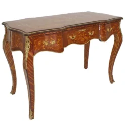 Casa Padrino Barock Sekretär Mahagoni Intarsien / Gold 120 cm - Handgefertigter Antik Stil Scheibtisch - Barock Büro Möbel