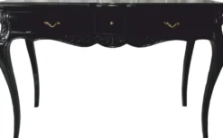 Casa Padrino Barock Sekretär mit 3 Schubladen Schwarz / Messing - Barock Büro Möbel