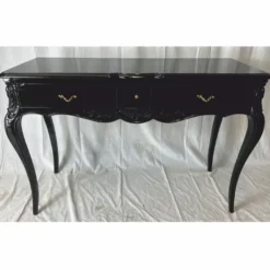 Casa Padrino Barock Sekretär mit 3 Schubladen Schwarz / Messing - Barock Büro Möbel