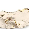 Casa Padrino Barock Serviertablett Schwan mit Blumen Elfenbeinfarben / Gold / Mehrfarbig 54 x 30 x H. 16 cm - Handbemaltes Keramik Tablett im Barockstil