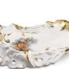 Casa Padrino Barock Serviertablett Schwan mit Blumen Weiß / Gold / Mehrfarbig 54 x 30 x H. 16 cm - Handbemaltes Keramik Tablett im Barockstil