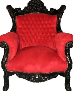 Casa Padrino Barock Sessel Al Capone Bordeaux / Schwarz 80 x 90 x H. 128 cm - Antik Stil