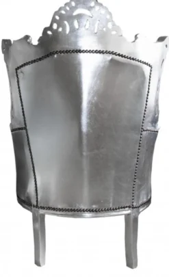 Casa Padrino Barock Sessel Al Capone im Antik Stil, Silber / Silber, Höhe 128 cm, Breite 90 cm, Tiefe 80 cm