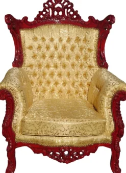 Casa Padrino Barock Sessel Al Capone im Antik Stil, Gold Muster / Braunrot, 127 x 90 x 80 cm
