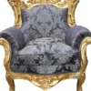 Casa Padrino Barock Sessel Al Capone Mod2, Royal Blau Muster / Gold, 127 x 85 x 65 cm