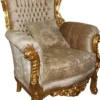Casa Padrino Barock Sessel Al Capone im Antik Stil, Braun-Creme Muster mit Gold, 128 x 90 x 80 cm