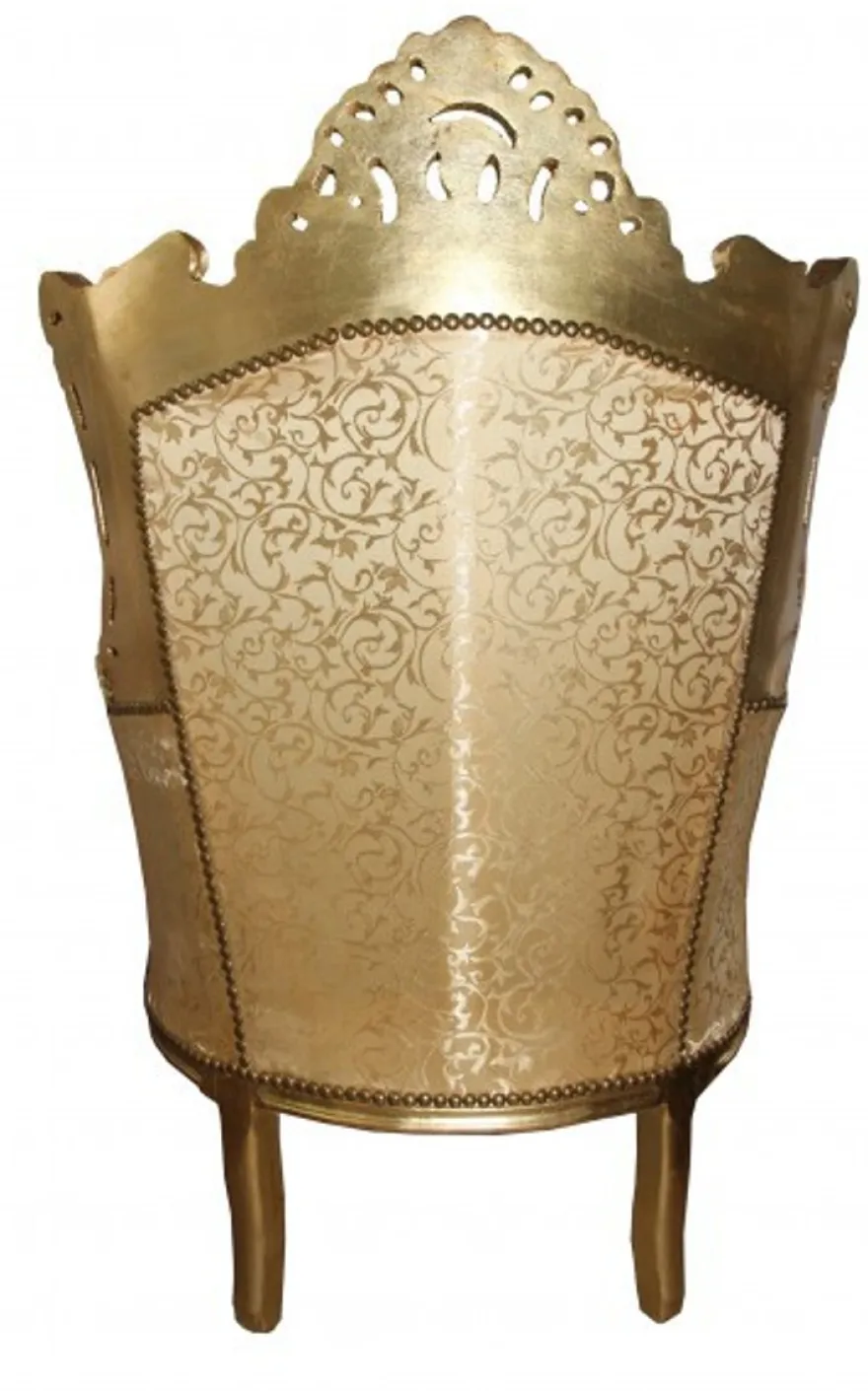 Casa Padrino Barock Sessel Al Capone Mod 2 Gold Muster / Gold - 127 x 85 x 65 cm - Handgefertigter Luxus Sessel