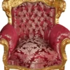 Casa Padrino Barock Sessel Al Capone Bordeaux Muster / Gold - Rokoko Antik Stil Möbel