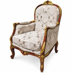 Casa Padrino Barock Sessel Grau / Braun / Gold - Prunkvoller Barockstil Wohnzimmer Sessel - Handgefertigte Barockstil Möbel