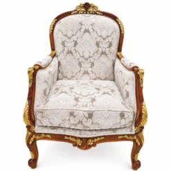 Casa Padrino Barock Sessel Grau / Braun / Gold - Prunkvoller Barockstil Wohnzimmer Sessel - Handgefertigte Barockstil Möbel